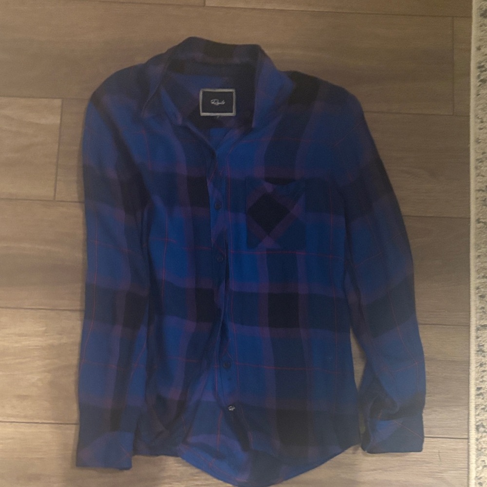Rails Blue and Black Plaid Casual Shirt